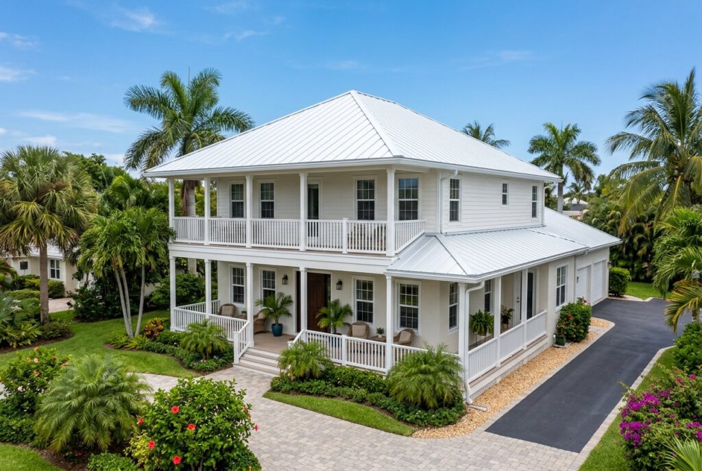 Coastal home with a new metal roof