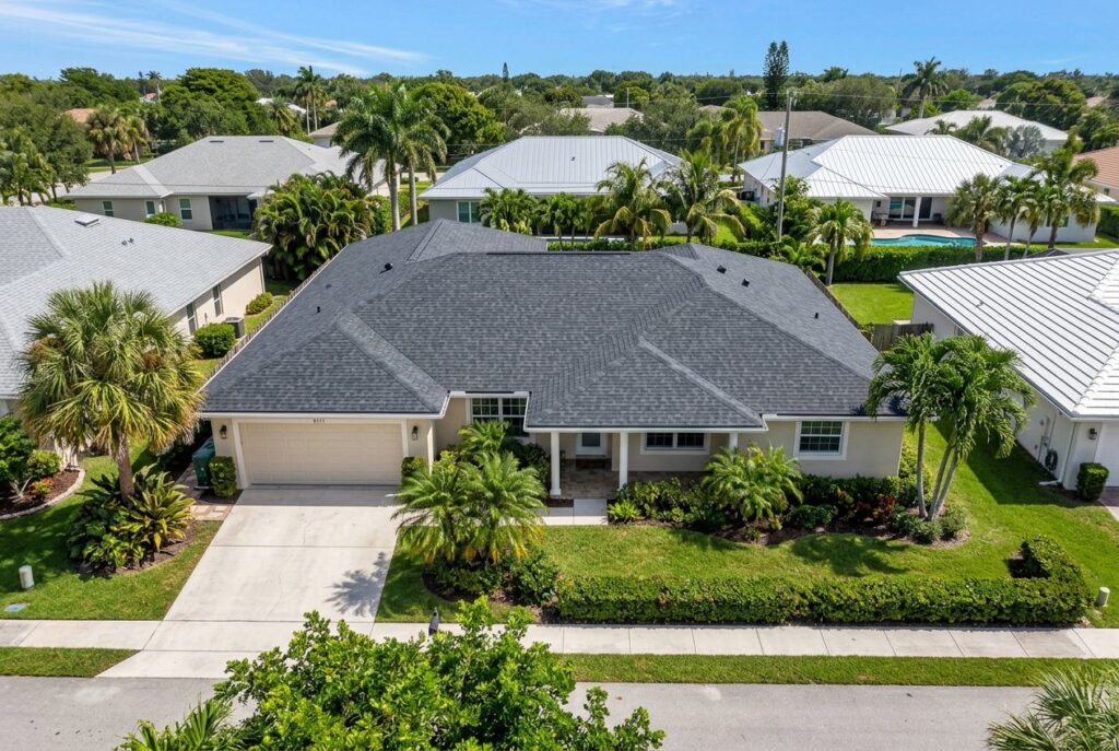 Home with a new shingle roof