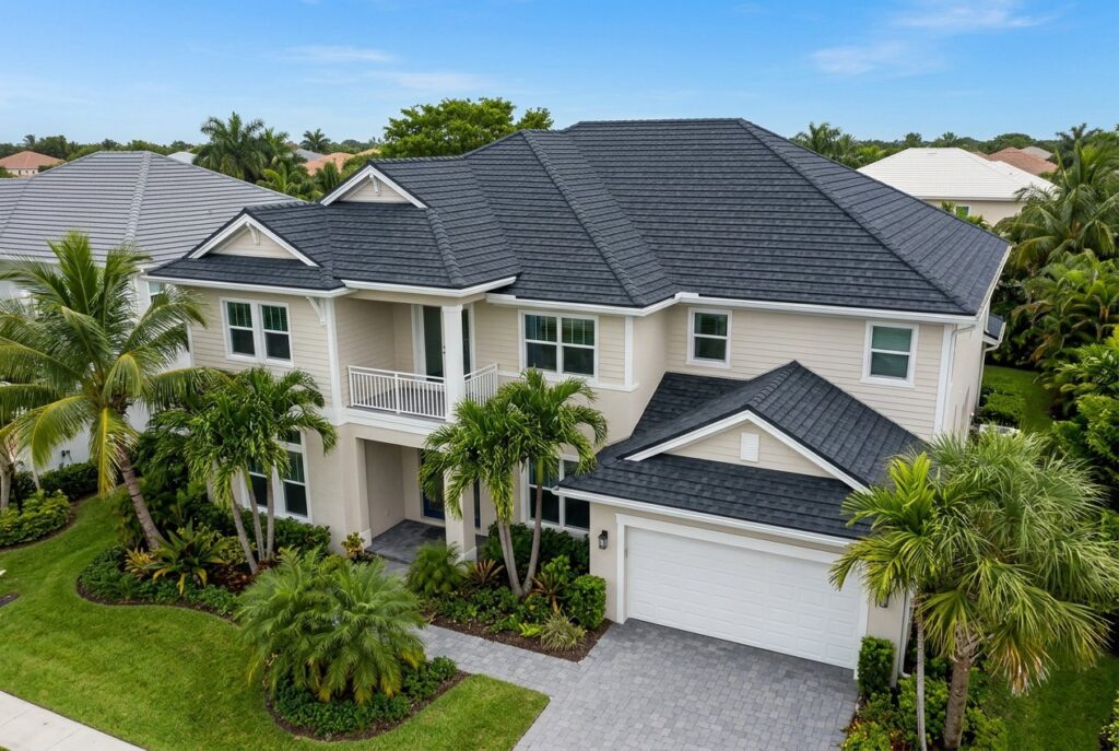 Two-story home with a new shingle roof
